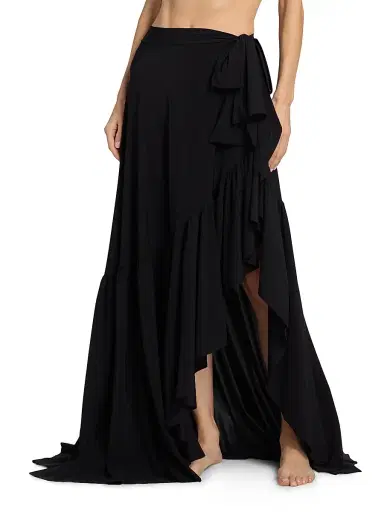 Chiara Boni La Petite Robe Women's Iggy Ruffle Wrap Maxi Sarong - Black | Thumbnail 3 Chiara Boni La Petite Robe Women's Iggy Ruffle Wrap Maxi Sarong - Black | Thumbnail 3