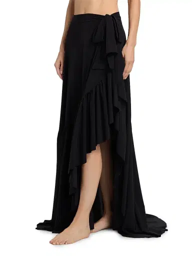 Chiara Boni La Petite Robe Women's Iggy Ruffle Wrap Maxi Sarong - Black | Thumbnail 4 Chiara Boni La Petite Robe Women's Iggy Ruffle Wrap Maxi Sarong - Black | Thumbnail 4