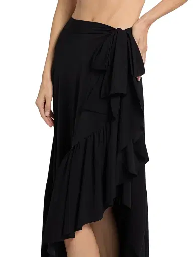 Chiara Boni La Petite Robe Women's Iggy Ruffle Wrap Maxi Sarong - Black | Thumbnail 6 Chiara Boni La Petite Robe Women's Iggy Ruffle Wrap Maxi Sarong - Black | Thumbnail 6