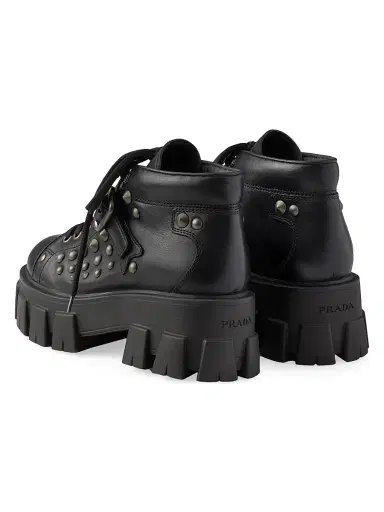 Prada Women's Monolith Studded Leather Booties - Black | Thumbnail 2 Prada Women's Monolith Studded Leather Booties - Black | Thumbnail 2