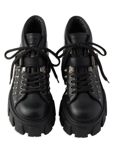 Prada Women's Monolith Studded Leather Booties - Black | Thumbnail 3 Prada Women's Monolith Studded Leather Booties - Black | Thumbnail 3