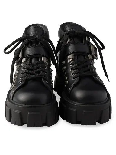 Prada Women's Monolith Studded Leather Booties - Black | Thumbnail 4 Prada Women's Monolith Studded Leather Booties - Black | Thumbnail 4
