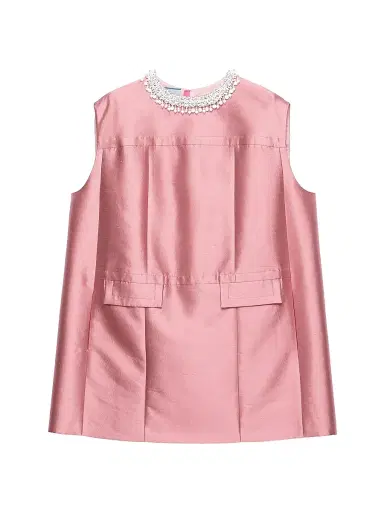 Prada Women's Embroidered Double Shantung Dress - Pink | Thumbnail 1 Prada Women's Embroidered Double Shantung Dress - Pink | Thumbnail 1