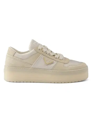 Prada Women's Downtown 50MM Logo Sneakers - Beige Khaki | Thumbnail 1 Prada Women's Downtown 50MM Logo Sneakers - Beige Khaki | Thumbnail 1