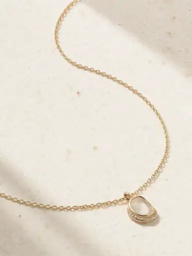 Melissa Joy Manning Crescent Moon 14-karat Recycled Gold, Moonstone And Diamond Necklace | Thumbnail 1 Melissa Joy Manning Crescent Moon 14-karat Recycled Gold, Moonstone And Diamond Necklace | Thumbnail 1