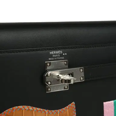 HERMÈS Hermes Kelly Elan Broderie Black Bet-Tab Swift, Niloticus Crocodile and Alligator Palladium Hardware | Thumbnail 7 HERMÈS Hermes Kelly Elan Broderie Black Bet-Tab Swift, Niloticus Crocodile and Alligator Palladium Hardware | Thumbnail 7