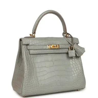 HERMÈS Hermes Kelly Retourne 25 Gris Perle Matte Alligator Gold Hardware | Thumbnail 2 HERMÈS Hermes Kelly Retourne 25 Gris Perle Matte Alligator Gold Hardware | Thumbnail 2