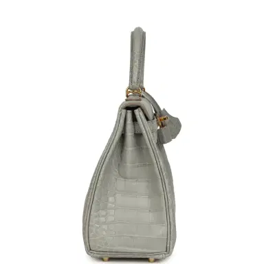 HERMÈS Hermes Kelly Retourne 25 Gris Perle Matte Alligator Gold Hardware | Thumbnail 3 HERMÈS Hermes Kelly Retourne 25 Gris Perle Matte Alligator Gold Hardware | Thumbnail 3
