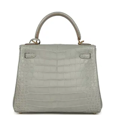 HERMÈS Hermes Kelly Retourne 25 Gris Perle Matte Alligator Gold Hardware | Thumbnail 4 HERMÈS Hermes Kelly Retourne 25 Gris Perle Matte Alligator Gold Hardware | Thumbnail 4