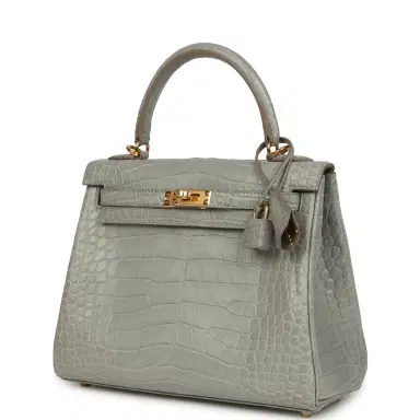 HERMÈS Hermes Kelly Retourne 25 Gris Perle Matte Alligator Gold Hardware | Thumbnail 5 HERMÈS Hermes Kelly Retourne 25 Gris Perle Matte Alligator Gold Hardware | Thumbnail 5