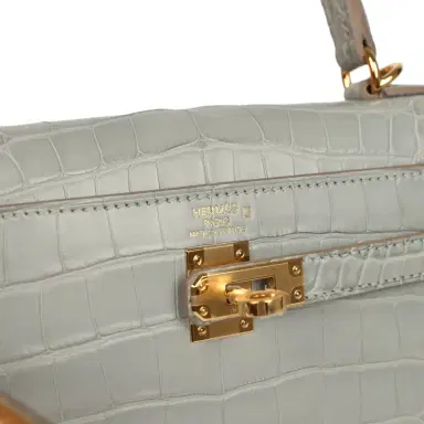 HERMÈS Hermes Kelly Retourne 25 Gris Perle Matte Alligator Gold Hardware | Thumbnail 7 HERMÈS Hermes Kelly Retourne 25 Gris Perle Matte Alligator Gold Hardware | Thumbnail 7