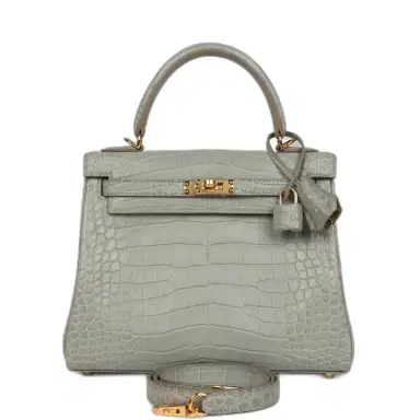 HERMÈS Hermes Kelly Retourne 25 Gris Perle Matte Alligator Gold Hardware | Thumbnail 1 HERMÈS Hermes Kelly Retourne 25 Gris Perle Matte Alligator Gold Hardware | Thumbnail 1