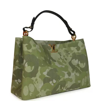 Louis Vuitton Louis Vuitton X Takashi Murakami "ArtyCapucines" Capucines XXL Khaki Washed Denim Aged Gold Hardware | Thumbnail 2 Louis Vuitton Louis Vuitton X Takashi Murakami "ArtyCapucines" Capucines XXL Khaki Washed Denim Aged Gold Hardware | Thumbnail 2