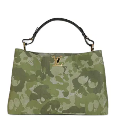 Louis Vuitton Louis Vuitton X Takashi Murakami "ArtyCapucines" Capucines XXL Khaki Washed Denim Aged Gold Hardware | Thumbnail 1 Louis Vuitton Louis Vuitton X Takashi Murakami "ArtyCapucines" Capucines XXL Khaki Washed Denim Aged Gold Hardware | Thumbnail 1