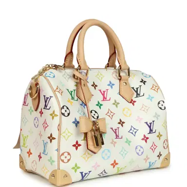 Louis Vuitton Louis Vuitton X Takashi Murakami Speedy 25 Bandouliere White Multicolored Monogram Gold Hardware | Thumbnail 3 Louis Vuitton Louis Vuitton X Takashi Murakami Speedy 25 Bandouliere White Multicolored Monogram Gold Hardware | Thumbnail 3