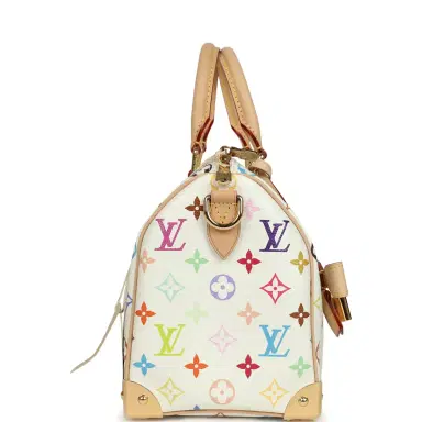 Louis Vuitton Louis Vuitton X Takashi Murakami Speedy 25 Bandouliere White Multicolored Monogram Gold Hardware | Thumbnail 4 Louis Vuitton Louis Vuitton X Takashi Murakami Speedy 25 Bandouliere White Multicolored Monogram Gold Hardware | Thumbnail 4