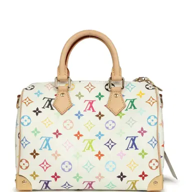 Louis Vuitton Louis Vuitton X Takashi Murakami Speedy 25 Bandouliere White Multicolored Monogram Gold Hardware | Thumbnail 5 Louis Vuitton Louis Vuitton X Takashi Murakami Speedy 25 Bandouliere White Multicolored Monogram Gold Hardware | Thumbnail 5