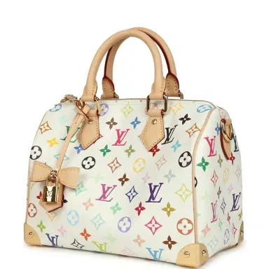 Louis Vuitton Louis Vuitton X Takashi Murakami Speedy 25 Bandouliere White Multicolored Monogram Gold Hardware | Thumbnail 6 Louis Vuitton Louis Vuitton X Takashi Murakami Speedy 25 Bandouliere White Multicolored Monogram Gold Hardware | Thumbnail 6