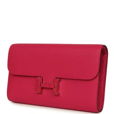 HERMÈS Pre-owned Hermes Constance Wallet To Go Rose Mexico Epsom Lizard Marquette Palladium Hardware | Thumbnail 5 HERMÈS Pre-owned Hermes Constance Wallet To Go Rose Mexico Epsom Lizard Marquette Palladium Hardware | Thumbnail 5