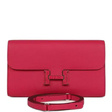 HERMÈS Pre-owned Hermes Constance Wallet To Go Rose Mexico Epsom Lizard Marquette Palladium Hardware | Thumbnail 1 HERMÈS Pre-owned Hermes Constance Wallet To Go Rose Mexico Epsom Lizard Marquette Palladium Hardware | Thumbnail 1