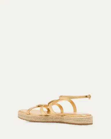 Gianvito Rossi Stone Metallic Leather Espadrille Gladiator Sandals | Thumbnail 4 Gianvito Rossi Stone Metallic Leather Espadrille Gladiator Sandals | Thumbnail 4