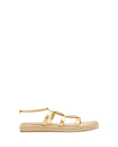 Gianvito Rossi Stone Metallic Leather Espadrille Gladiator Sandals | Thumbnail 1 Gianvito Rossi Stone Metallic Leather Espadrille Gladiator Sandals | Thumbnail 1
