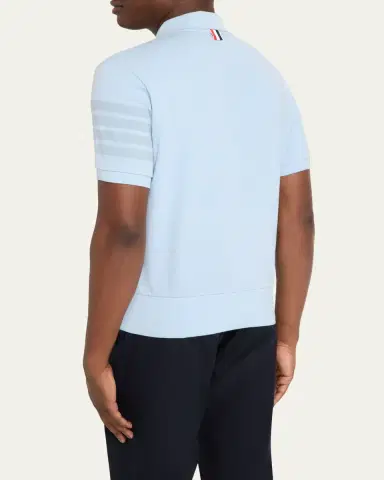Thom Browne Men's Garment Dyed Jersey 4-Bar Polo Shirt | Thumbnail 3 Thom Browne Men's Garment Dyed Jersey 4-Bar Polo Shirt | Thumbnail 3