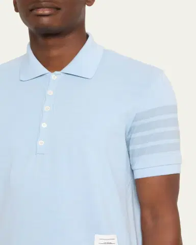 Thom Browne Men's Garment Dyed Jersey 4-Bar Polo Shirt | Thumbnail 5 Thom Browne Men's Garment Dyed Jersey 4-Bar Polo Shirt | Thumbnail 5
