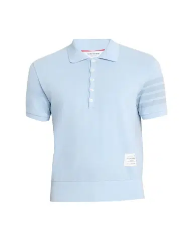 Thom Browne Men's Garment Dyed Jersey 4-Bar Polo Shirt | Thumbnail 1 Thom Browne Men's Garment Dyed Jersey 4-Bar Polo Shirt | Thumbnail 1