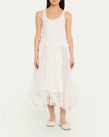 JW Anderson Mixed Lace Asymmetric Midi Skirt | Thumbnail 2 JW Anderson Mixed Lace Asymmetric Midi Skirt | Thumbnail 2