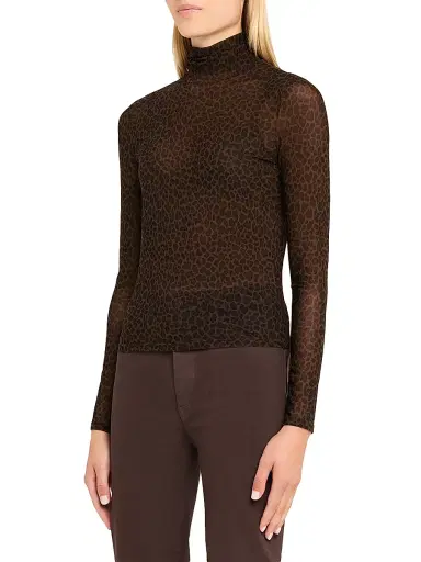 Frame Women's The Leopard-Print Sheer Mesh Turtleneck Top | Thumbnail 3 Frame Women's The Leopard-Print Sheer Mesh Turtleneck Top | Thumbnail 3