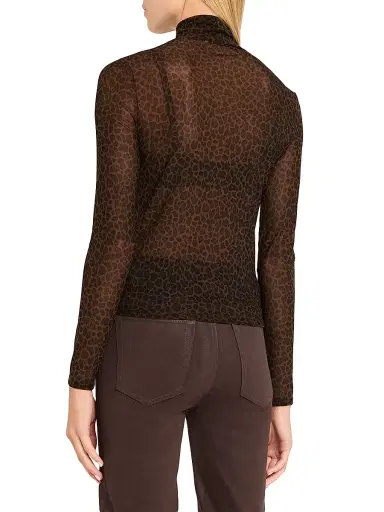 Frame Women's The Leopard-Print Sheer Mesh Turtleneck Top | Thumbnail 4 Frame Women's The Leopard-Print Sheer Mesh Turtleneck Top | Thumbnail 4