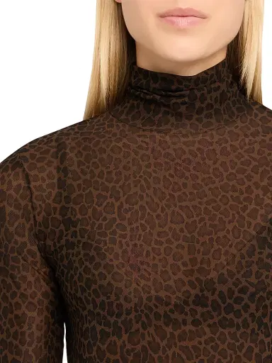 Frame Women's The Leopard-Print Sheer Mesh Turtleneck Top | Thumbnail 5 Frame Women's The Leopard-Print Sheer Mesh Turtleneck Top | Thumbnail 5