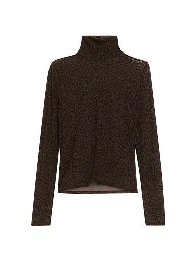 Frame Women's The Leopard-Print Sheer Mesh Turtleneck Top | Thumbnail 1 Frame Women's The Leopard-Print Sheer Mesh Turtleneck Top | Thumbnail 1