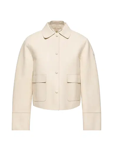 Moncler Women's Haricot 3-in-1 Puffer Shacket in Leather - White Ivory - Size Medium | Thumbnail 1 Moncler Women's Haricot 3-in-1 Puffer Shacket in Leather - White Ivory - Size Medium | Thumbnail 1