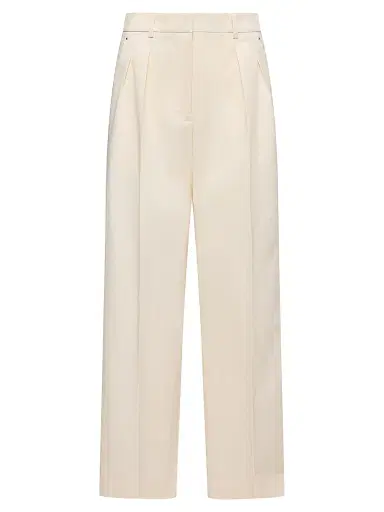Moncler Women's Tailored Pants in Cotton Gabardine - White Ivory - Size 10 | Thumbnail 1 Moncler Women's Tailored Pants in Cotton Gabardine - White Ivory - Size 10 | Thumbnail 1