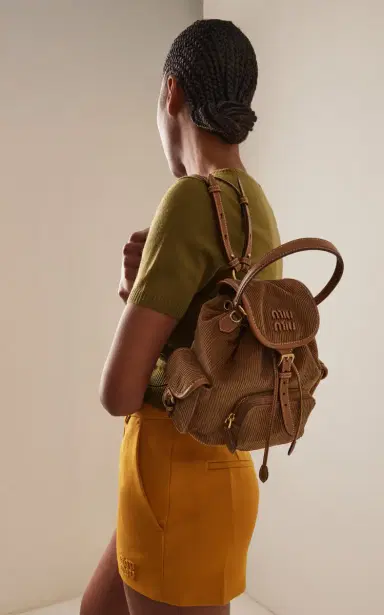 Miu Miu Small Corduroy Backpack | Thumbnail 2 Miu Miu Small Corduroy Backpack | Thumbnail 2