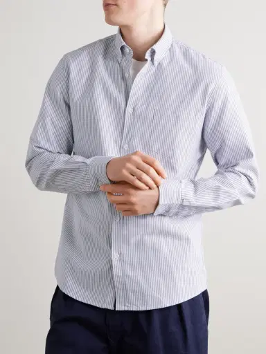 Sunspel Slim-Fit Button-Down Collar Striped Cotton Oxford Shirt - Men | Thumbnail 3 Sunspel Slim-Fit Button-Down Collar Striped Cotton Oxford Shirt - Men | Thumbnail 3