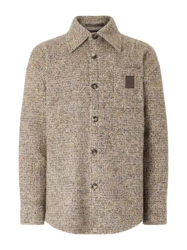 Loewe Logo-Appliquéd Brushed Knitted Overshirt - Men | Thumbnail 1 Loewe Logo-Appliquéd Brushed Knitted Overshirt - Men | Thumbnail 1