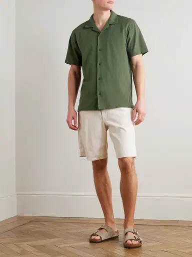 Sunspel Slim-Fit Camp-Collar Supima Cotton-Mesh Shirt - Men | Thumbnail 2 Sunspel Slim-Fit Camp-Collar Supima Cotton-Mesh Shirt - Men | Thumbnail 2
