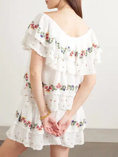 Rixo Leilani Tiered Embroidered Cotton-voile Mini Dress | Thumbnail 3 Rixo Leilani Tiered Embroidered Cotton-voile Mini Dress | Thumbnail 3