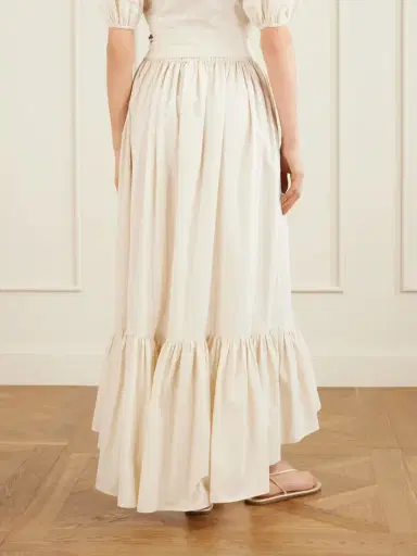 Lisa Marie Fernandez Nicole Tie-detailed Asymmetric Pleated Tiered Cotton-poplin Maxi Skirt | Thumbnail 4 Lisa Marie Fernandez Nicole Tie-detailed Asymmetric Pleated Tiered Cotton-poplin Maxi Skirt | Thumbnail 4