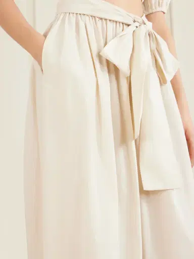 Lisa Marie Fernandez Nicole Tie-detailed Asymmetric Pleated Tiered Cotton-poplin Maxi Skirt | Thumbnail 5 Lisa Marie Fernandez Nicole Tie-detailed Asymmetric Pleated Tiered Cotton-poplin Maxi Skirt | Thumbnail 5