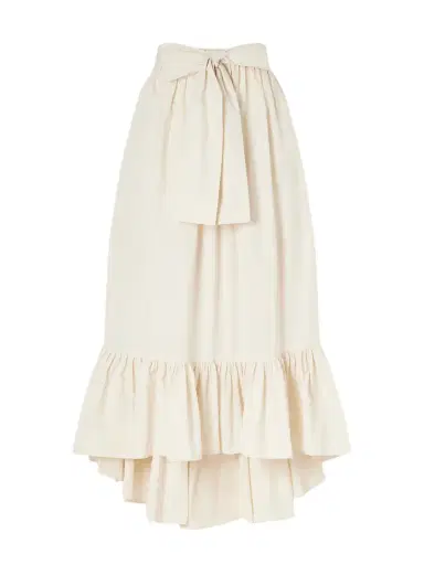 Lisa Marie Fernandez Nicole Tie-detailed Asymmetric Pleated Tiered Cotton-poplin Maxi Skirt | Thumbnail 1 Lisa Marie Fernandez Nicole Tie-detailed Asymmetric Pleated Tiered Cotton-poplin Maxi Skirt | Thumbnail 1