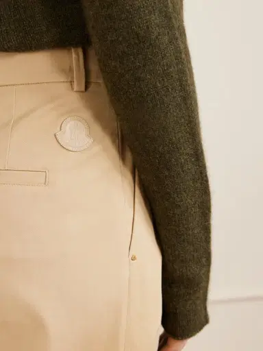 Moncler Appliquéd Pleated Cotton-twill Wide-leg Pants | Thumbnail 5 Moncler Appliquéd Pleated Cotton-twill Wide-leg Pants | Thumbnail 5