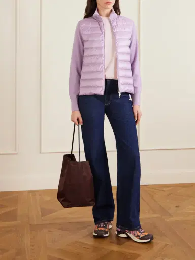 Moncler Appliquéd Wool And Quilted Shell Down Cardigan | Thumbnail 2 Moncler Appliquéd Wool And Quilted Shell Down Cardigan | Thumbnail 2