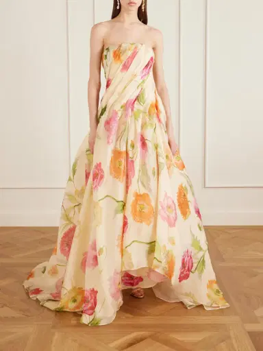 Carolina Herrera Strapless Draped Floral-print Silk-organza Gown | Thumbnail 2 Carolina Herrera Strapless Draped Floral-print Silk-organza Gown | Thumbnail 2