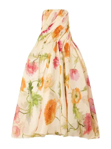 Carolina Herrera Strapless Draped Floral-print Silk-organza Gown | Thumbnail 1 Carolina Herrera Strapless Draped Floral-print Silk-organza Gown | Thumbnail 1