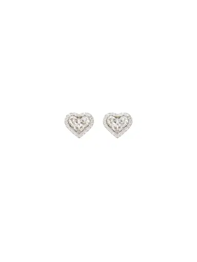 Wish Fine Jewelry 1.00ct Diamond 18K Gold Heart Illusion Stud Earrings | Thumbnail 1 Wish Fine Jewelry 1.00ct Diamond 18K Gold Heart Illusion Stud Earrings | Thumbnail 1