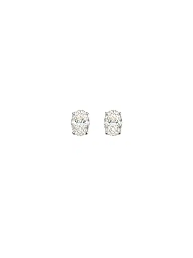 Wish Fine Jewelry 2.00ct Diamond 14K Gold Classic Oval Stud Earrings | Thumbnail 1 Wish Fine Jewelry 2.00ct Diamond 14K Gold Classic Oval Stud Earrings | Thumbnail 1
